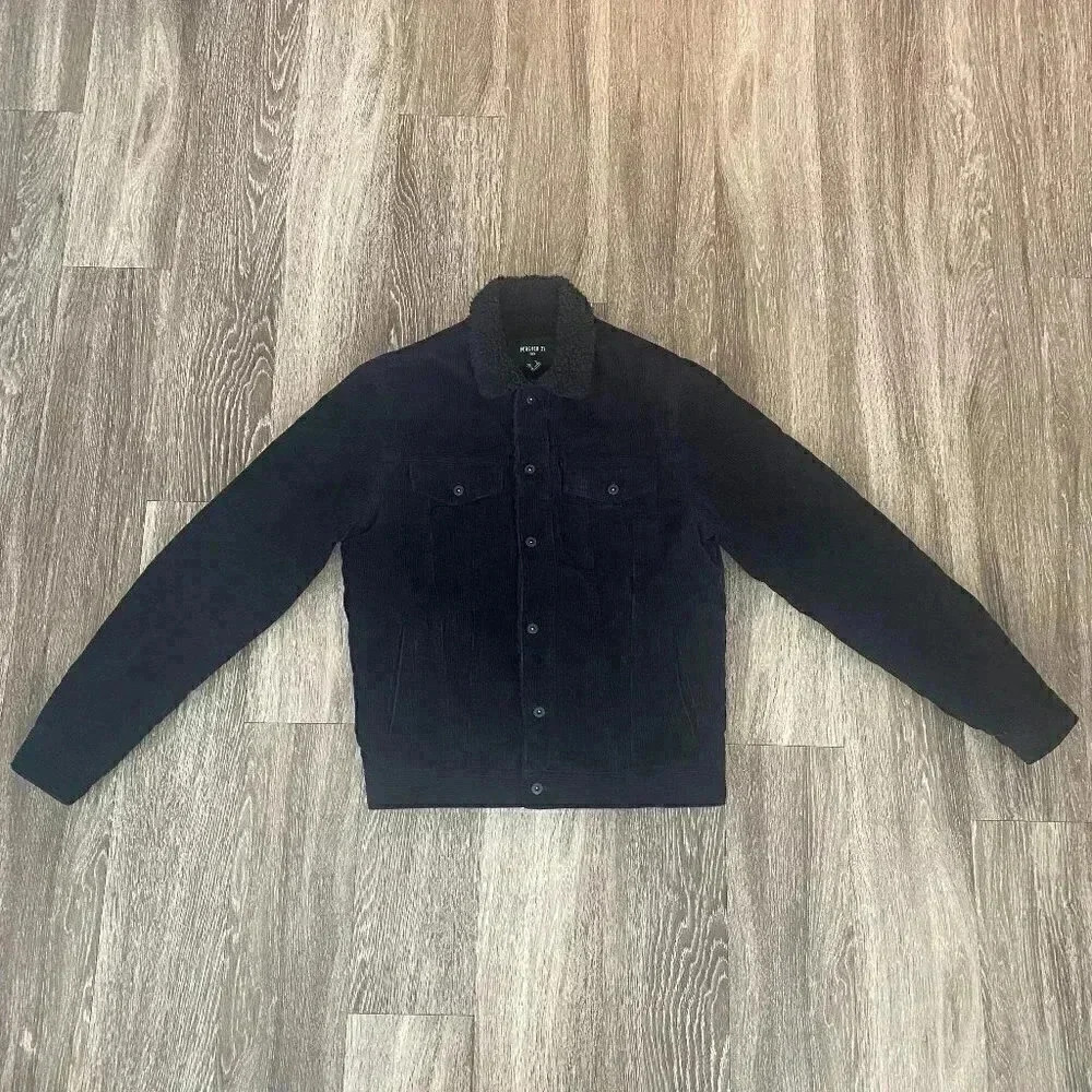 Mens Forever 21 Black Jean Jacket Sherpa Lined - M